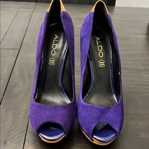 Aldo Vibrant Purple Suede Heels